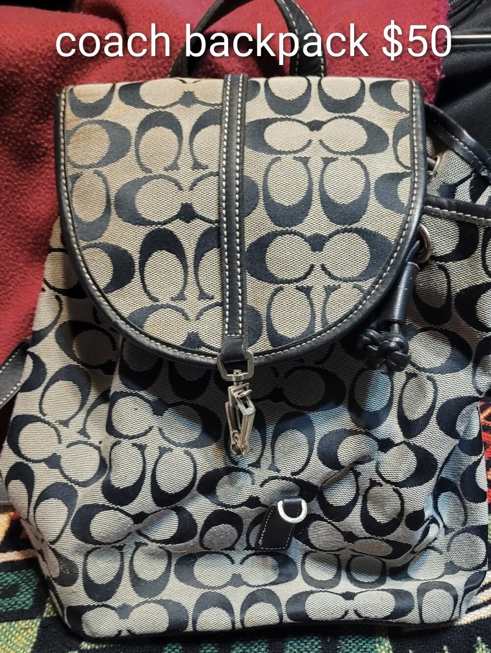 Coach Signature Canvas Backpack in Black/Cream